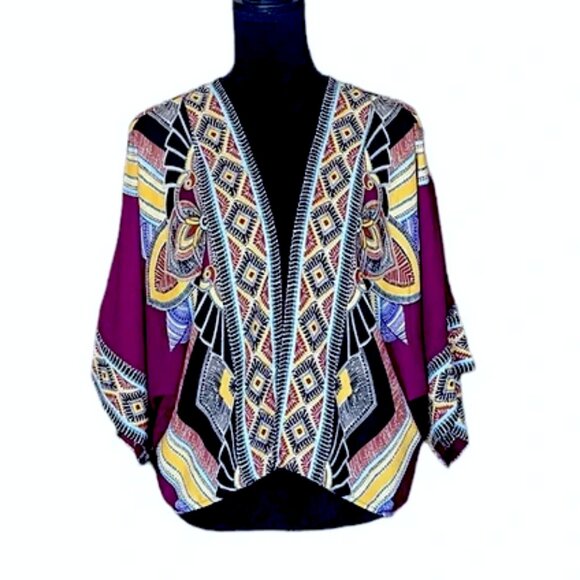 Anthropologie Boho Aztec Print Oversized Kimono Cardigan Size Small - Picture 4 of 8